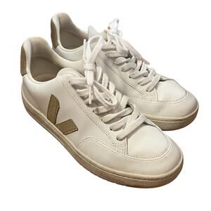 VEJA V-12 Womens White Sable Leather Sneaker Sz 38 US 7